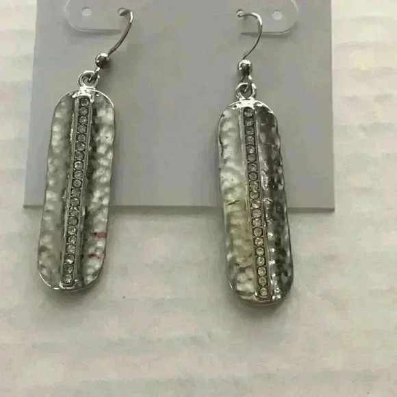 Charter Club new Silver Oval Drop w/ Pave Stones - Picture 4 of 8